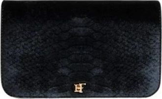 Elisabetta Franchi Fluwelen Crossbody Tas met Krokodillenprint Textuur - Dames - Schoudertassen - Zwart - ONE Size - Katoen - Tassen