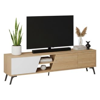 Dmora Mueble Para Tv Male, Un Estante, 2 Puertas, 2 Compartimentos, 180x36x48h Cm Roble Marr&oacute;n