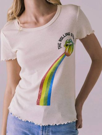 Chaser Rolling Stones SheS A Rainbow Tee In White