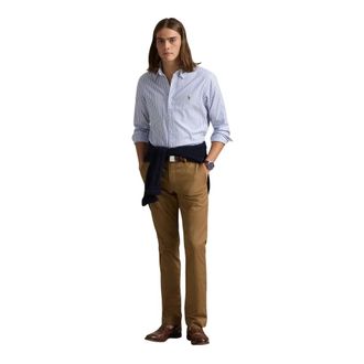 Ralph Lauren Casual Shirts, male, Blue, Size: 2XL Custom Fit Stretch Oxford Shirt