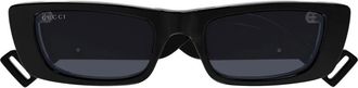 Gucci Smalle Rechthoekige Zonnebril - Dames - Zonnebrillen - Zwart - 52 MM - Nylon - Accessoires