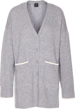Pinko Grey Tasmania V-Neck Wool-Cashmere Cardigan