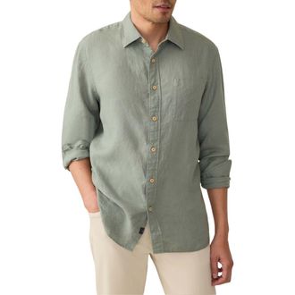 Faherty Laguna Linen Button-Up Shirt in Fairfield Dobby at Nordstrom Rack, Size Xx-Large