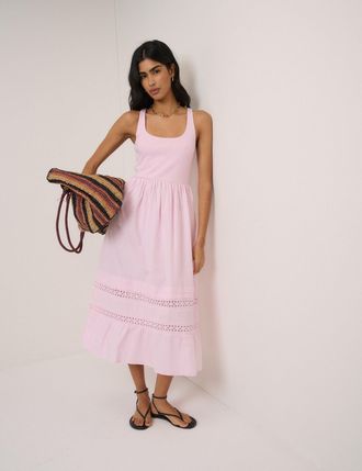 Nobody's Child Pink Scoop Neck Everleigh Midi Dress