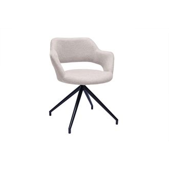 Miliboo Miliboo - Silla Giratoria 360&deg; De Terciopelo Texturizado Beige Y Metal Negro Jessy