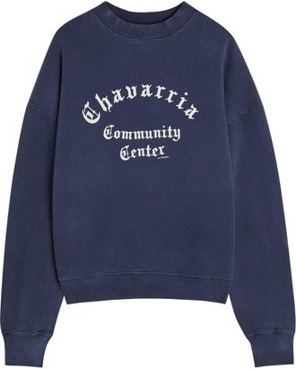 Willy Chavarria Community Printed Cotton Sweatshirt - Navy - XL