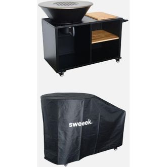 Sweeek Barbacoa De Brasero 80cm Con Mesa De Servicio Y Funda De Protecci&oacute;n