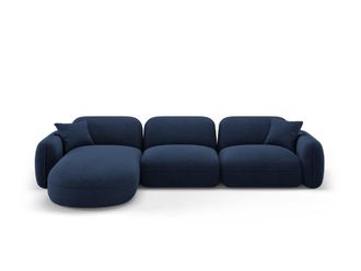 CXL by Christian Lacroix Sof&aacute; esquinero modular izquierdo 4 plazas de terciopelo azul oscuro