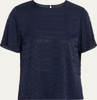 Kobi Halperin Franky Rhinestone Striped Blouse