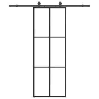 Berkfield Home Sliding Door with Hardware Set Black 76x205 cm ESG Glass
