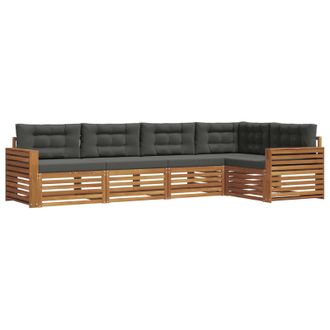 vidaXL Conjunto De Sof&aacute;s De Exterior 5 Pcs Natural Y Antracita Vidaxl