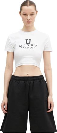 VETEMENTS Eye-chart Cropped Top - Dames - T-shirts - Wit - XS - Katoen - Tops