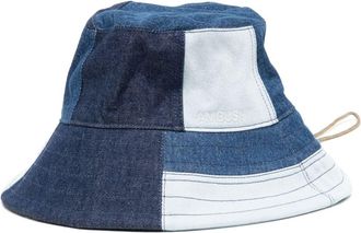 AMBUSH denim patchwork drawstring bucket hat - women - Viscose/Cotton/Cotton - S/M - Blue
