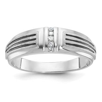 Diamond2Deal 14k White Gold Lab Grown Diamond 5-Stone Band Ring 0.05Ct Clarity- VS Color- G-H