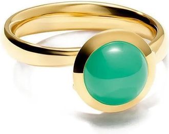 Tamara Comolli Anello Bouton in oro giallo con crisoprasio