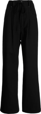 GOEN.J contrasting-panel wide-leg trousers - women - Cotton/Cotton - M - Black