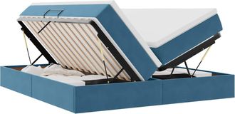 vidaXL Cama Con Almacenamiento Y Colch&oacute;n Azul Oscuro 180 X 200 Cm Vidaxl