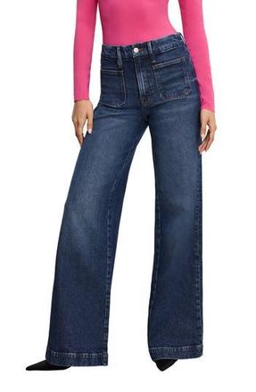 Good American Good Waist Patch Pocket Palazzo Jeans in Indigo759 at Nordstrom Rack, Size 2