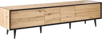 Beliani TV Stand Light Brown MDF 2 Door 4 Drawers Cabinet Metal Legs Loft Modern Design Bedroom SILVERTON