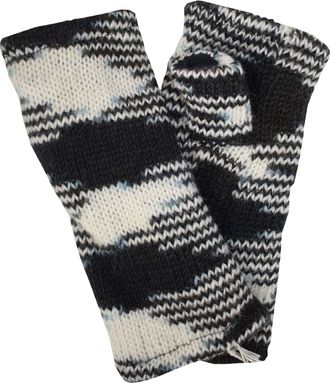 Gheri Womens Warm Woolen Fleece Lined Hand Knitted Striped Mittens Handwarmers ZE