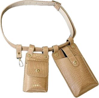 Generic NYSDM Womens Belt Bag grain PU Fanny packs Lady Streets fashion Crossbody Chest Bag 2 Piece Set Waist Bags Phone pack Purse