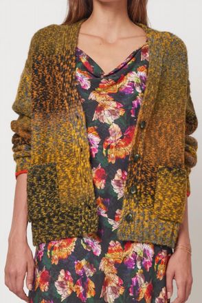 Raquel Allegra Grandpas Long Sleeve Cardigan In Olive