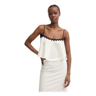 Karl Lagerfeld Tops, Dames, Wit, M, Katoen, Strand Cropped Top
