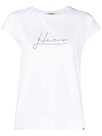 Herno T-shirt con decorazione di cristalli - Bianco