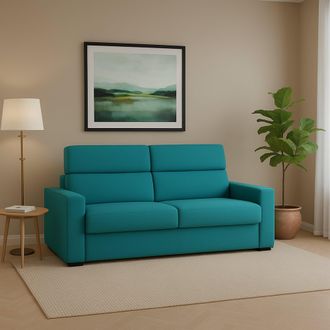 Dmora Sof&aacute; Fijo 3 Plazas Quarta, Sof&aacute; Lineal Para Sal&oacute;n, Acolchado, Desenfundable, Calidad 100% Made In Italy, 220x95 H100 Cm, Azul Claro - Dmora