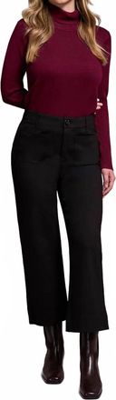Tribal Ponte High Rise Wide Leg Capri Pants In Black