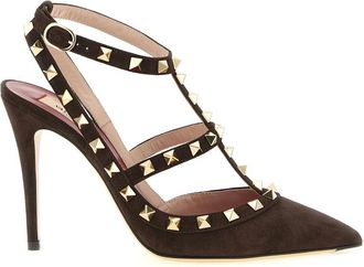 Valentino Garavani Rockstud Su&egrave;de Pumps - Dames - Pumps - Bruin - 36 1/2 EU - Su&egrave;de - Schoenen