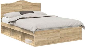 vidaXL Bed Frame with Headboard Sonoma 140 x 200 cm Solid Pine Wood vidaXL