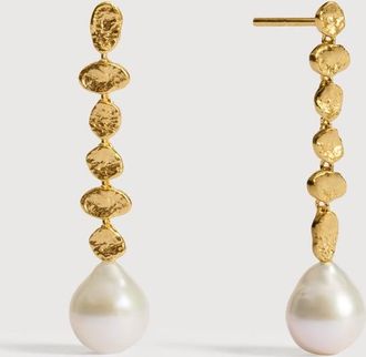Monica Vinader Gold Capri Baroque Pearl Drop Earrings Pearl