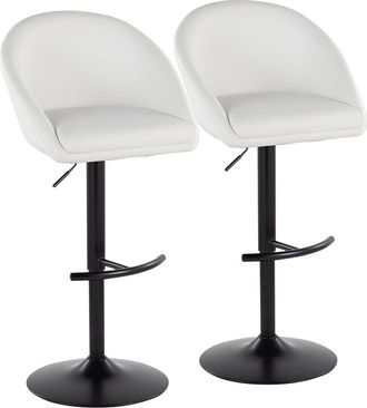 LumiSource Set Of 2 Matisse Highback Contemporary Adjustable Bar Stools With Footrest