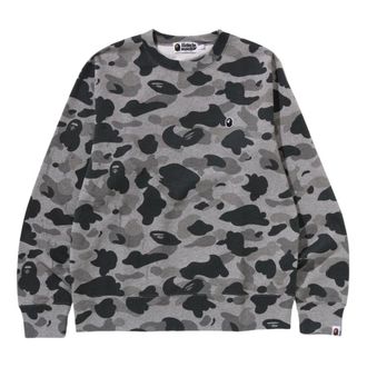 A Bathing Ape Camo Ape Head One Point Crewneck Sweat Heather Gray 1K80-113-005
