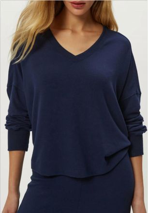 Michael Stars Vic Madison Jersey Relaxed V Top In Nocturnal