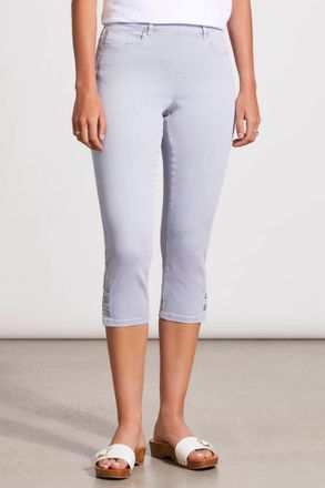 Tribal Five Pocket Pull On Zen Blue Capri