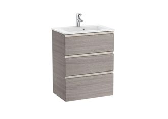 Roca Pack Unik Mueble Base Compacto De 3 Cajones + Lavabo The Gap - Roca Color: Roble City Texturizado - Medidas: 605x380x759 Mm