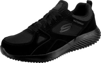 Skechers Mens Bounder RIVATO Sneaker, Black Leather/Synthetic/Trim, 8 UK