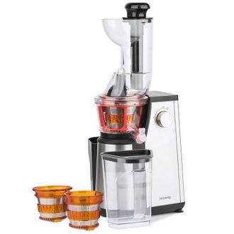 H.Koenig Licuadora Para Frutas Y Verduras De Prensado En Fr&iacute;o, Extractor De Jugos, Multifunciones, Boquilla Extra Grande, 1 Litro, 50 Rpm, 400 W, Libre De Bpa,