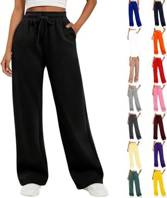 Generic Joggers For Women Uk Womens Clothing Ladies Jogging Bottoms With Pockets Running Sweatpants Workout Gym Sports Fleece Lined Tracksuit Bottoms Wide Leg