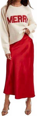 Wishlist Basic Satin Midi Skirt In Red