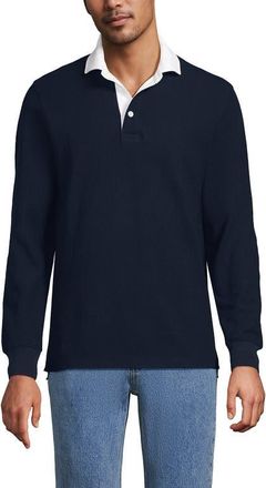 Lands End Long Sleeve Honeycomb Pique Rugby in Radiant Navy at Nordstrom, Size Small