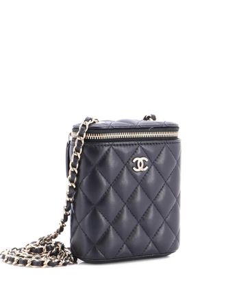 Chanel Vertical Classic Vanity Case with Chain Quilted Lambskin Small clutch bag - Zwart