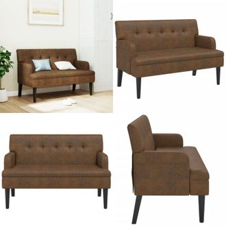 vidaXL Panca con Schienale Marrone 112x65,5x75 cm in Scamosciato - Seduta comoda - Finta pelle scamosciata