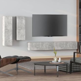 Berkfield Home 4 Piece TV Cabinet Set Concrete Grey Engineered Wood
