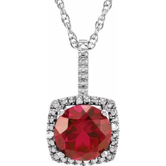 Allurez Lab Grown & Natural Diamond Pendant Necklace in Sterling Silver in Ruby at Nordstrom, Size 18