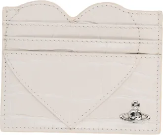 Vivienne Westwood Textured Crocodile-Embossed Ivory Wallet With Heart-Shaped Flap
