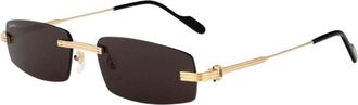 Cartier Accessoires, Heren, Geel, ONE Size, Rimless Rechthoekige Zonnebril
