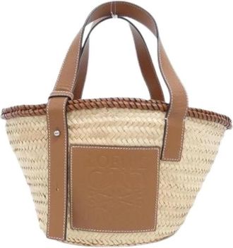 Loewe Pre-owned Raffia Calfskin Bag - Dames - Vintage Shopper - Beige - ONE Size - Leer - Vintage